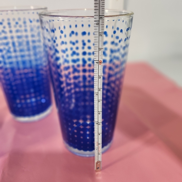 Vintage Blue Polka Dot Glasses, Set Of 3 - Picture 3 of 3